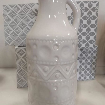 Biznest White Ceramic Jug Living Room Bedroom Accessories Dried Flower Vase Decorative Small Floor Table Modern Home Décor