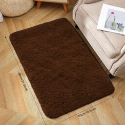Aspire Homeware Non-Slip Brown Shaggy Rug Soft Fluffy Washable Doormat, (L)80Cm X (W)50Cm - thumbnail 1