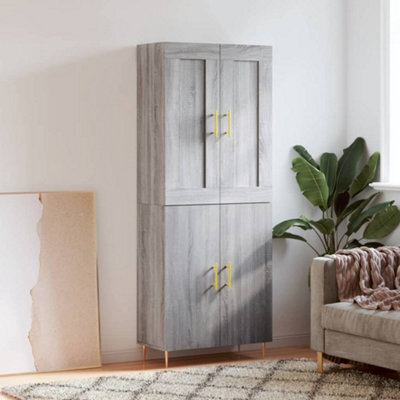 Berkfield Highboard Grey Sonoma 69.5X34X180 Cm Engineered Wood