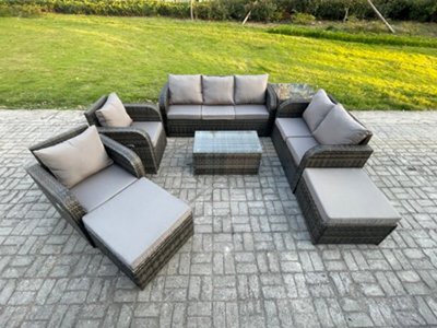 Fimous Patio Garden Furniture Sets Wicker Outdoor Rattan Furniture Sofa Sets With Rectangular Coffee Table Loveseat Sofa - image 1