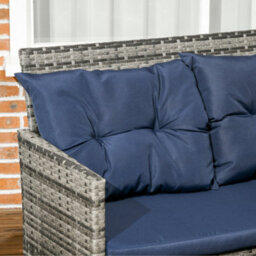 Outsunny 6 Pcs Patio Wicker Sofa Set Rattan Chair Furniture, Dark Blue - thumbnail 7