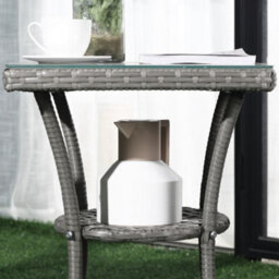 Outsunny Rattan Bistro Set Garden Chair Table Patio Outdoor, Light Grey - thumbnail 9