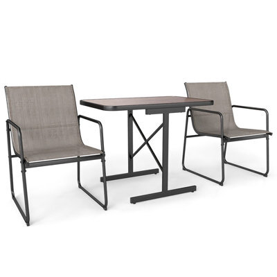 Costway 3 Piece Patio Bistro Set Outdoor Furniture Set For Small Space-Coffee