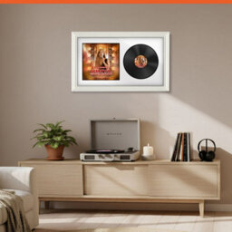 "30X17"" White Swept Vinyl Record Frame With White Mount For 12 Inch Lp Album Cover & Disc - Ak Frames" - thumbnail 8