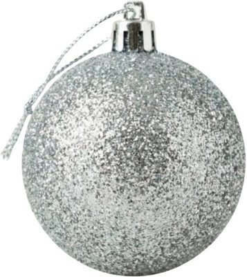 Shatchi 20Cm Silver Glitter Christmas Bauble - Christmas Tree & Home Décor Ornament - image 1