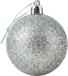 Shatchi 20Cm Silver Glitter Christmas Bauble - Christmas Tree & Home Décor Ornament - thumbnail 3