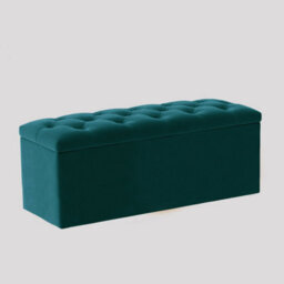 120Cm Luna Chesterfield Ottoman Storage Box - Emerald Green Plush Velvet Upholstered Blanket Box - thumbnail 3