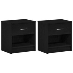 Berkfield Durable Bedside Cabinets 2 Pcs With Drawer Black 39X28X41 Cm - thumbnail 1