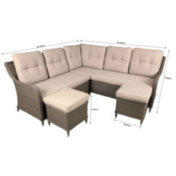 Dellonda Chester Rattan Garden Outdoor 6 Seat Corner Sofa & Ottoman Set, Brown - thumbnail 4