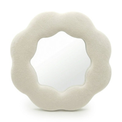 Serenityy Soft Squiggly Flower Mirror - Stone Velvet Frame, 25.4 X 25.4 X 2.3 Cm - image 1