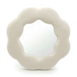 Serenityy Soft Squiggly Flower Mirror - Stone Velvet Frame, 25.4 X 25.4 X 2.3 Cm
