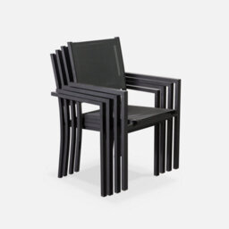 Sweeek - 6-Seater Aluminium Garden Table With Textilene Chairs Anthracite 150X90X71 Cm - Capua 150 - thumbnail 6