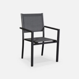 Sweeek - 6-Seater Aluminium Garden Table With Textilene Chairs Anthracite 150X90X71 Cm - Capua 150 - thumbnail 5