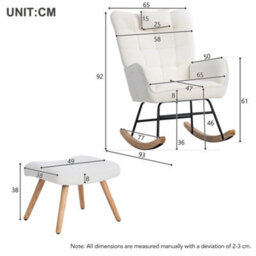 Btm Comfortable Rocking Chair With Cushion Recliner Lounge Chair For Living Room Or Bedroom - thumbnail 4