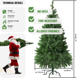 Tectake Christmas Tree - Artificial Christmas Tree With Injection-Moulded Needles And Bendable Branches - 140 Cm - Green - thumbnail 6