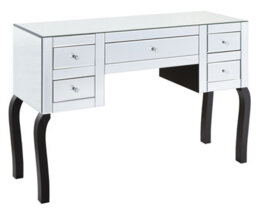 Mihomeuk Taree Silver Mirrored Dressing Table With 5 Drawers & Wood Legs
