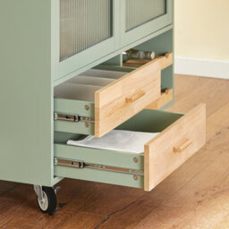 Sobuy Fkw114-Gr, Kitchen Island Kitchen Storage Trolley Sideboard On Wheels, Green,w110Xd40Xh91.5 - thumbnail 8