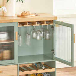 Sobuy Fkw114-Gr, Kitchen Island Kitchen Storage Trolley Sideboard On Wheels, Green,w110Xd40Xh91.5 - thumbnail 5