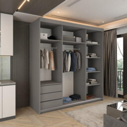Sliding Wardrobes 4 u LTD Modern Monali Sliding Door Wardrobe Available In 2 Sizes 150Cm/200Cm & 3 Colors- Grey/silvertrim 200Cm - thumbnail 3