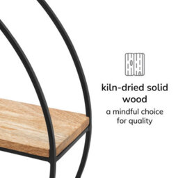 MH London Marly Wall Shelf Floating Shelf Wall Mounted Shelf Book Shelves Solid Wood & Iron Storage Shelf Black & Natural 49.5 Cm Round - thumbnail 5