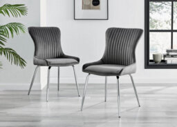 Furniturebox Uk Elina White Marble Effect Round Dining Table & 2 Dark Grey Nora Silver Leg Chairs - thumbnail 9