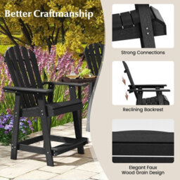 Gainoom Outdoor Adirondack Bar Stool Hdpe Patio Chair Garden Counter Height Bar Stool - thumbnail 8