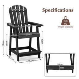 Gainoom Outdoor Adirondack Bar Stool Hdpe Patio Chair Garden Counter Height Bar Stool - thumbnail 2