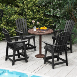 Gainoom Outdoor Adirondack Bar Stool Hdpe Patio Chair Garden Counter Height Bar Stool - thumbnail 6