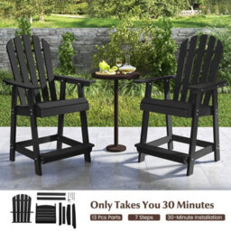 Gainoom Outdoor Adirondack Bar Stool Hdpe Patio Chair Garden Counter Height Bar Stool - thumbnail 7