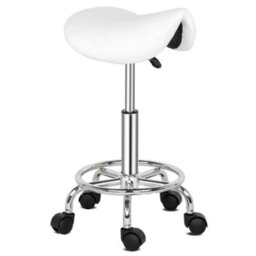 Pu Leather Saddle Stool Adjustable Rolling Salon Swivel Chair Comfortable Spa - thumbnail 3