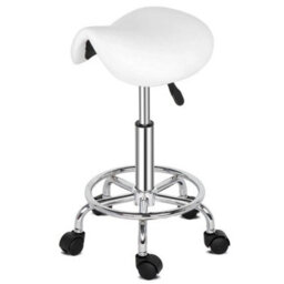 Pu Leather Saddle Stool Adjustable Rolling Salon Swivel Chair Comfortable Spa - thumbnail 1