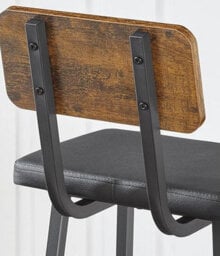 Modcraft Set Of 2 Industrial Pu Upholstered Bar Stools - Breakfast Bar Chairs With Backrest - thumbnail 8