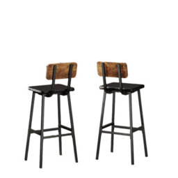 Modcraft Set Of 2 Industrial Pu Upholstered Bar Stools - Breakfast Bar Chairs With Backrest - thumbnail 3