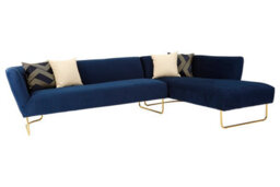 Orsina Comfortable Dark Blue Velvet 5 Seat Corner Sofa, Mid Century Sofa For Bedroom, Sturdy 5 Seater Sofa - thumbnail 2