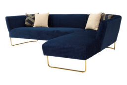 Orsina Comfortable Dark Blue Velvet 5 Seat Corner Sofa, Mid Century Sofa For Bedroom, Sturdy 5 Seater Sofa - thumbnail 4