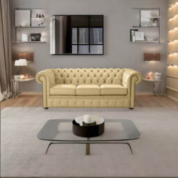 Chesterfield 3 Seater Shelly Angel Leather Sofa Bespoke In Classic Style - thumbnail 3