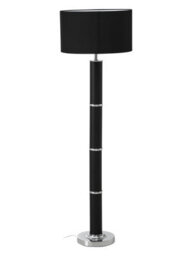 Orsina Black Snake Leather Effect Floor Lamp, Faux Snakeskin Standing Lamp With Black Fabric Shade, Floor Light