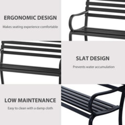 Outsunny 2 Seater Bench Garden Furniture Outdoor Metal Loveseat Seat Patio Chair - thumbnail 5