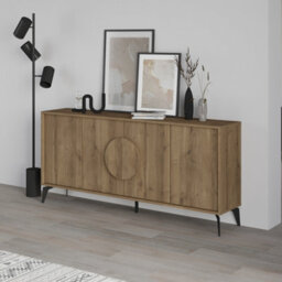 Decortie Gora Dark Oak Effect Particleboard 4 Door Sideboard With Metal Legs (W) 180Cm - thumbnail 6