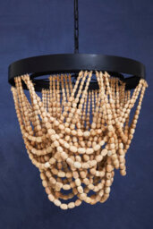 Orsina Rustic Wood Bead Chandelier, Coastal Weathered Bead Light Fixture, Hanging Pendant, Height Adjustable Light - thumbnail 4