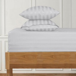 Ameha Stripe Fitted Sheet 40 Cm Deep Pocket- Hypoallergenic Easy Care White Bed Sheets Uk Single Bedsheet(90X190Cm) - thumbnail 8