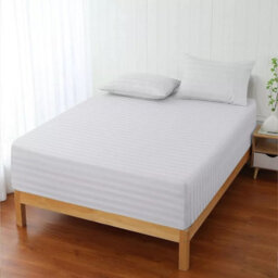 Ameha Stripe Fitted Sheet 40 Cm Deep Pocket- Hypoallergenic Easy Care White Bed Sheets Uk Single Bedsheet(90X190Cm) - thumbnail 7