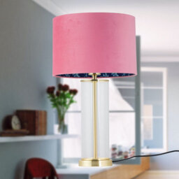 First Choice Lighting Aura - Satin Brass Table Lamp With Pink Velvet Flamingo Shade - thumbnail 8