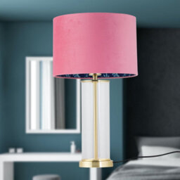 First Choice Lighting Aura - Satin Brass Table Lamp With Pink Velvet Flamingo Shade - thumbnail 7