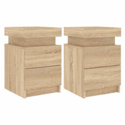 Vidaxl Bedside Cabinets With Led Lights 2 Pcs Sonoma Oak 35X39X55 Cm - thumbnail 2