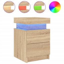 Vidaxl Bedside Cabinets With Led Lights 2 Pcs Sonoma Oak 35X39X55 Cm - thumbnail 7
