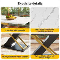 Abrihome Extendable Dining Table With Golden Cross Legs (120-160X80Cm) For Kitchen & Living Room - thumbnail 2