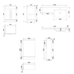 Rinse Bathrooms 1100mm Rh Basin L Shape Matte Blue Vanity Sink Unit Cabinet Storage Furniture + Cistern - thumbnail 7