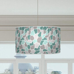 "Handmade Lampshade Light Shade - Giclee Printed Fabric - Teal Grey Pebble Id003 - For Table Or Floor - Size 20"" (50 X 26Cm)" - thumbnail 2