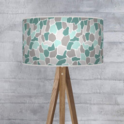 "Handmade Lampshade Light Shade - Giclee Printed Fabric - Teal Grey Pebble Id003 - For Table Or Floor - Size 20"" (50 X 26Cm)" - thumbnail 3